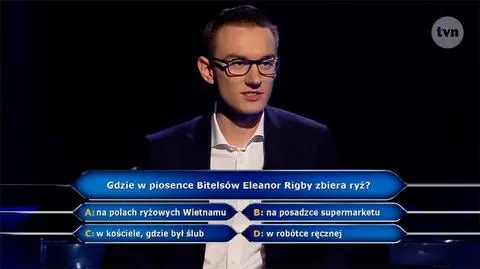 Milionerzy: Eleanor Rigby zbierała ryż w piosence Bitelsów. Gdzie?