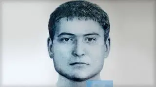 Policjanci pokazują portret pamięciowy mężczyzny