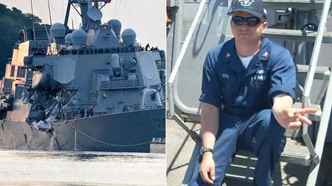 Gary Leo Rehm Jr. zginął na USS Fitzgerald (na nagraniu ćwiczenie walki z wodą zalewającą okręt)