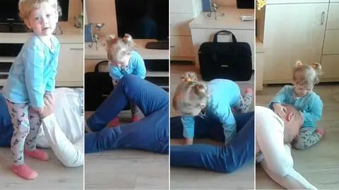 "Ojej, gowa". Trzyletnia Amelka udziela pierwszej pomocy swojemu tacie