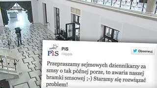 Klub PiS poinformował o awarii i przeprosił dziennikarzy