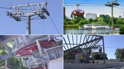 Przeciągnęli 7-tonową linę nad Odrą. 
Kolejka gondolowa w budowie 