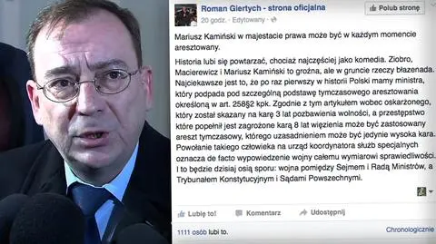 Giertych: Kamiński może być aresztowany. Były szef CBA odpowiada