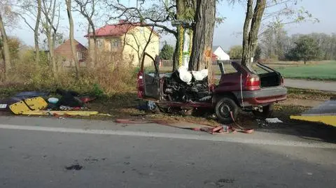 Tarłów. Opel wjechał w drzewo, dwie osoby nie żyją