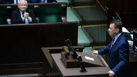 To ustawa, która zrywa z postkomunizmem - mówił Błaszczak o powołaniu BNW. Na nagraniu, szef MSWiA o powołaniu Służby Ochrony Państwa