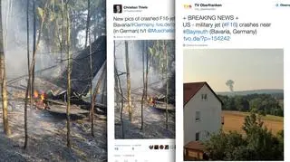 Myśliwiec rozbił się i stanął w płomieniach