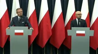 Chief of President&#039;s Cabinet Krzysztof Szczerski (L) and spokesperson Krzysztof Łapiński