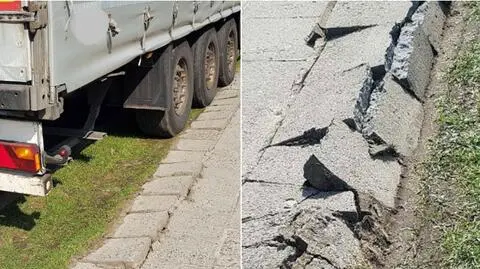 Poznań: Ciężarówka na chodniku przy ul. Dąbrowskiego