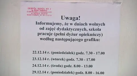 Świąteczne dyżury nauczycieli