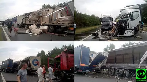Karambol na A4. Zderzyło się 6 ciężarówek