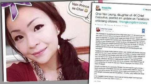 "Dziękuję wam za buty i sukienki!". Córka lidera Hongkongu drwi z protestujących