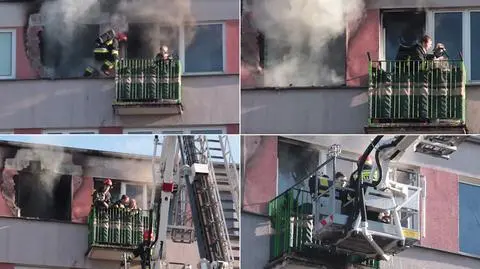 Z okna przeszedł na balkon, oddał kobiecie swoją maskę. Akcja strażaka
