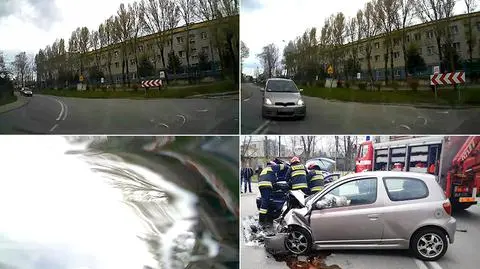 Czołowe zderzenie nagrane od środka