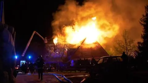 Kruszyniany, Poland. Agritourism farm badly damaged in the fire