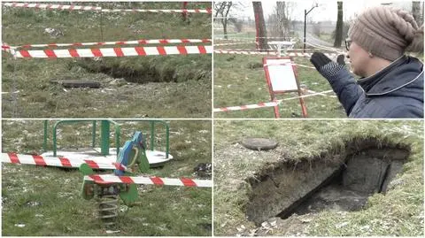 Plac zabaw został zamknięty i owinięty taśmami