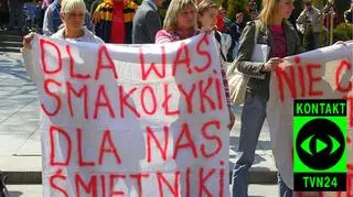 Protest przed urzędem miasta w Wałbrzychu