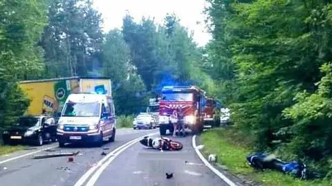 Wypadek dwóch motocyklistów, jeden zmarł na miejscu