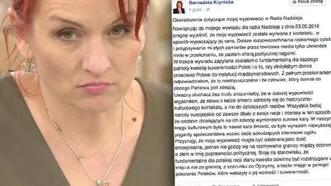 Bernadeta Krynicka tłumaczy się ze słów o stryczku