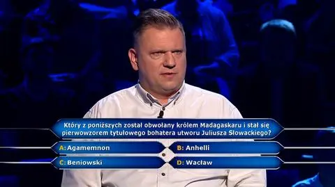 Milionerzy: pytanie o bohatera utworu Słowackiego, którego pierwowzór obwołali królem Madagaskaru
