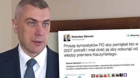 Radosław Sikorski apeluje o poparcie dla Romana Giertycha