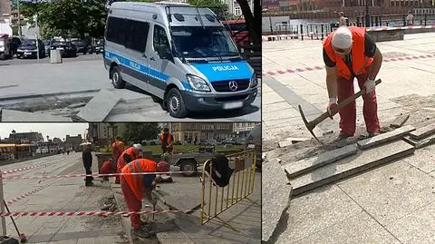 Naprawa schodów po policyjnej "interwencji"