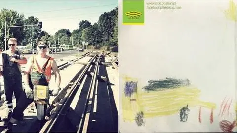 Remontują tory. Dostali rysunek z uśmiechniętą koparką
