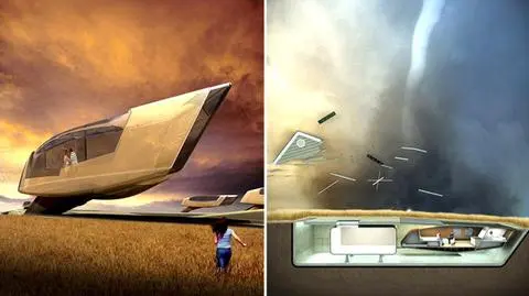 Dom, który chowa się przed tornado