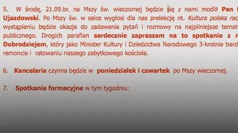 Ogłoszenie na stronie parafii