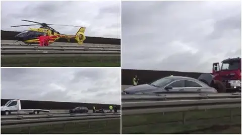 Zderzenie na A2. Są poszkodowani.