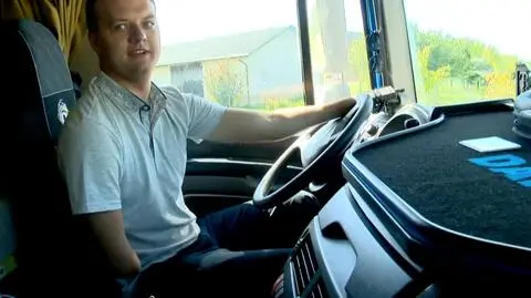 Kierowca bez ręki za kołami TIR-a