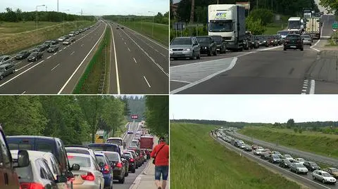 Kierowcy stoją w korkach m