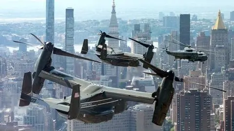 Śmigłowiec Marine One Donalda Trumpa. Zdjęcie znad Nowego Jorku