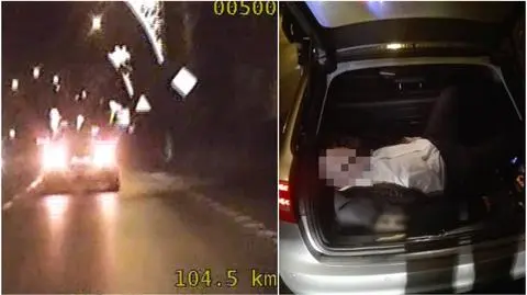Pijany kierowca uciekał przed policją, pijany pasażer spał w bagażniku