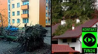 Uszkodzone dachy, powalone drzewa i utrudnienia w ruchu pociągów - to pierwsze efekty gwałtownego wiatru, przetaczającego się nad Polską. Największe zniszczenia jak dotąd odnotowano na Śląsku - tam wichurze towarzyszyły przelotne opady deszczu i gradu. Natomiast w Jeleniej Górze (Dolnośląskie) ogłoszono alarm przeciwpowodziowy.