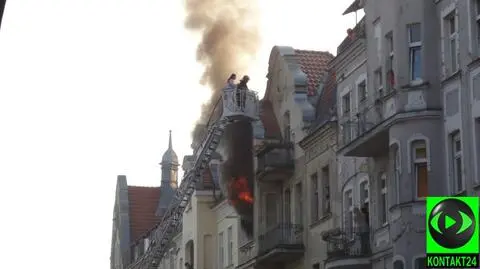 Pożar i ewakuacja na Prusa
