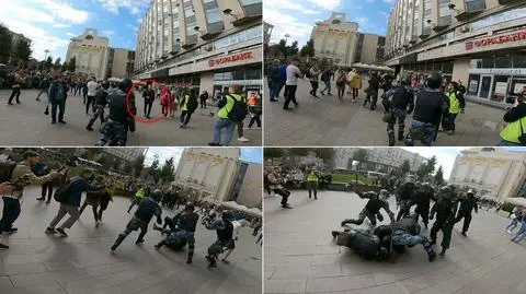 Zatrzymanie Pawła Ustinowa w Moskwie. Nagranie zostało udostępnione tvn24.pl przez obrońcę praw człowieka Olega Kozłowskiego    