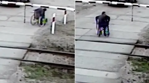 Pomorze:Na wózku inwalidzkim pod zamknięty szlaban