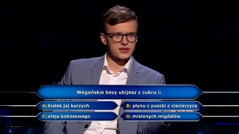 Milionerzy: Jak ubić wegańską bezę? Pytanie w "Milionerach" za pół miliona złotych