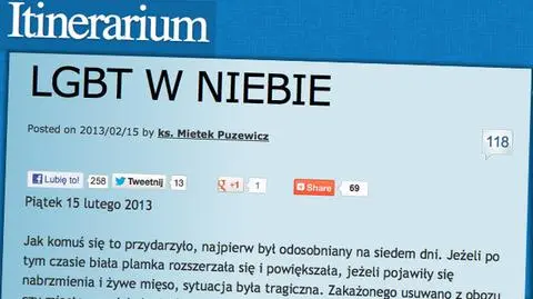 Ksiądz na blogu o gejach i lesbijkach. Terlikowski: To homoherezja 
