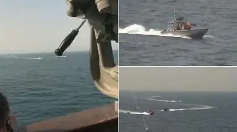 Irańskie łodzie w pobliżu okrętu US Navy