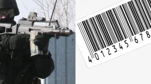 Kody kreskowe przylepiali do karabinów