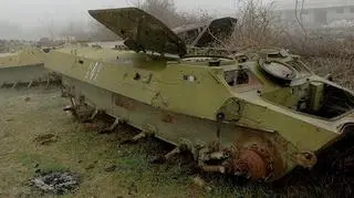 Zniszczone azerbejdżańskie wozy bojowe w Górskim Karabachu