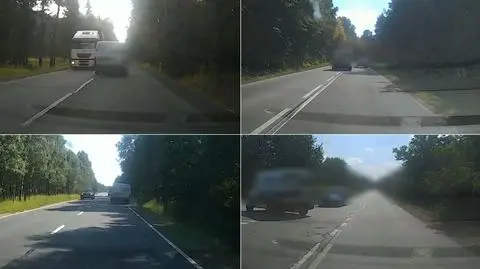 Samochód dostawczy jechał całą szerokością drogi