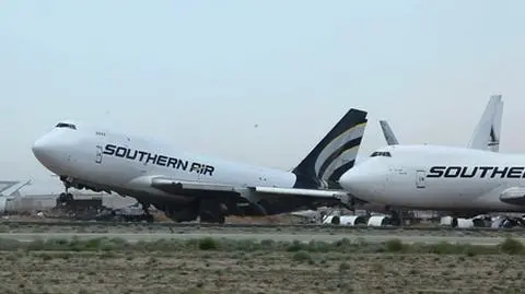 Wiatr uniósł starego Jumbo Jeta z cmentarzyska samolotów