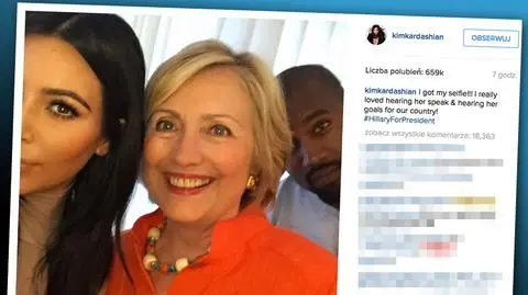 Kardashian zrobiła sobie selfie z Clinton, w kadr wszedł Kanye West