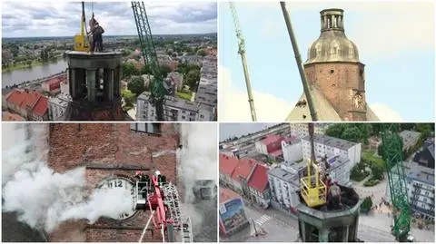 Katedra bez części kopuły. Trwa rozbiórka spalonej wieży