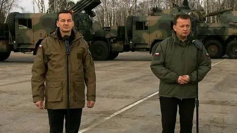 Prime minister Mateusz Morawiecki and minister of defence Mariusz Błaszczak annoucing the purchase of HIMARS system