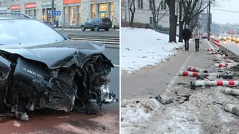 17 słupków drogowych na śpiąco