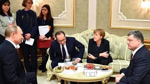 Spotkanie przywódców państw "czwórki normandzkiej" w Mińsku (nagranie z lutego 2015 roku)