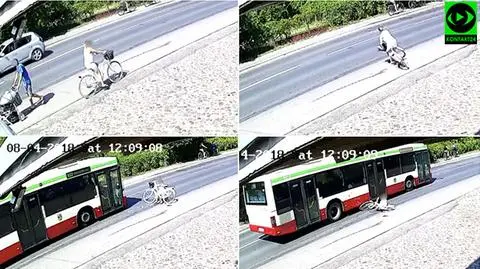 Przewróciła się z rowerem na ulicę, autobus przejechał tuż obok niej